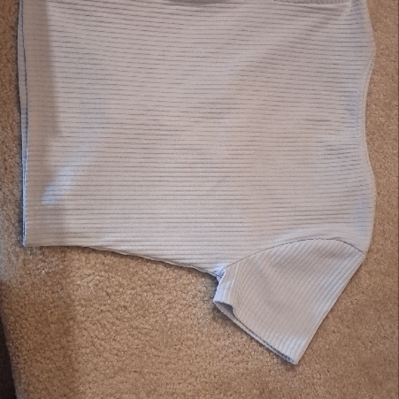 Shein Light Gray Ribbed Button-Up Top - Picture 2 of 2